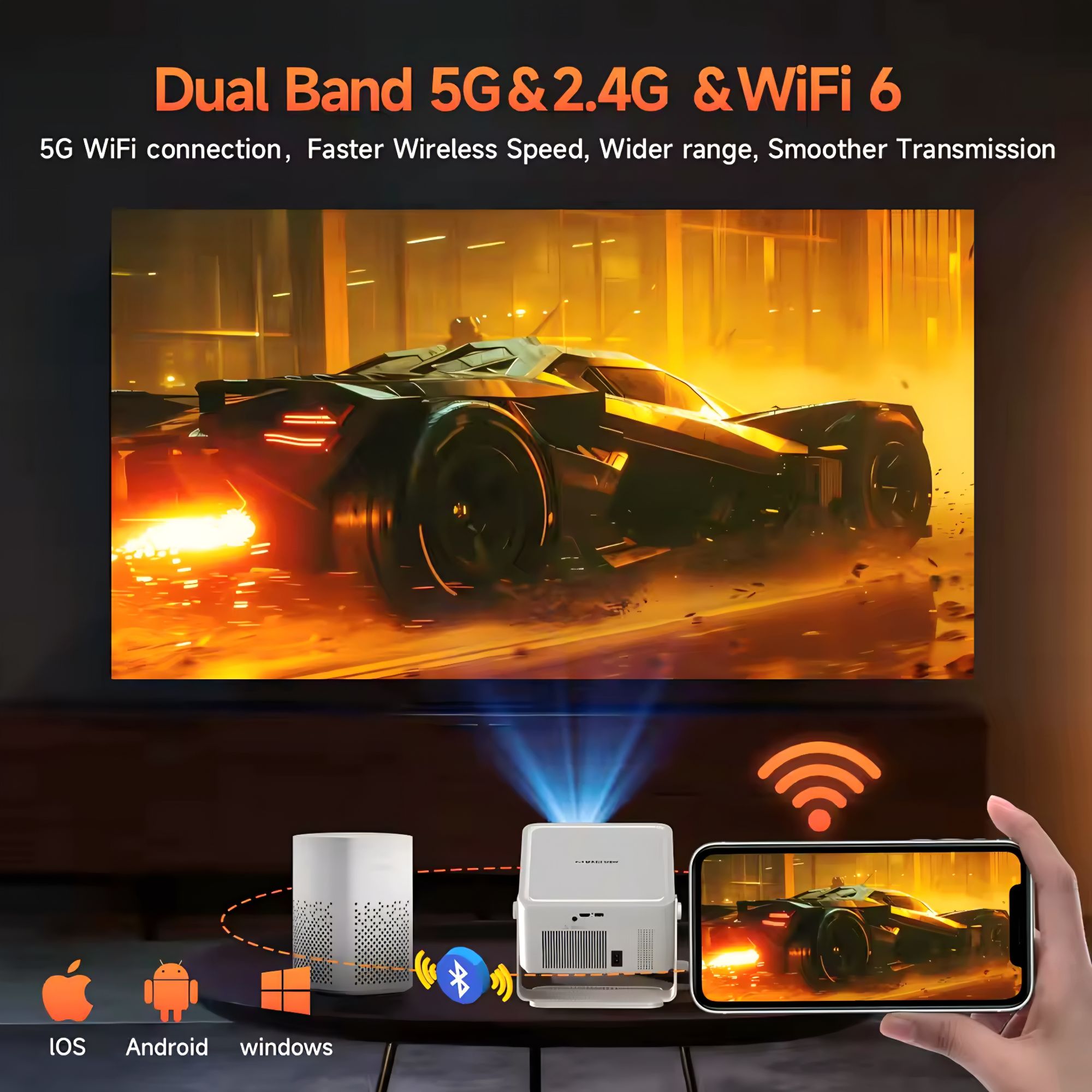 Magcubic HY450MAX 1100 Ansi LED Native 1080P Projector Android 14 Beam 8K Projectors Wifi6 BT5.4 Movie Home Theater Voice Control HY450