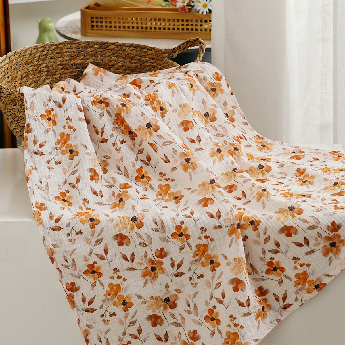 Elinfant 1 PC Newborn Swaddle Wrap Soft Breahable Cozy Bath Towel Swaddle Blankets 100%Cotton Muslin Swaddle Blanket Crepe Cloth