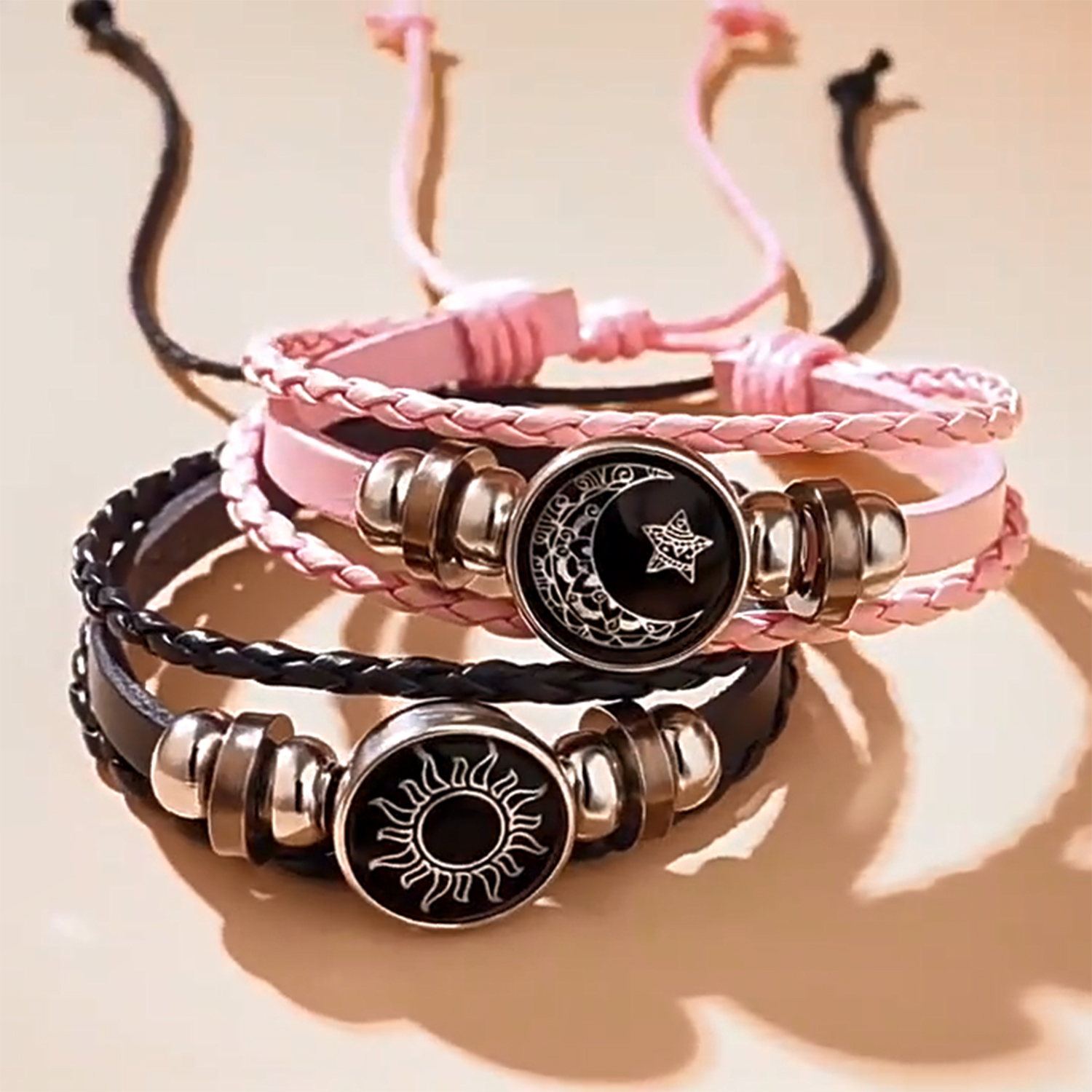 1/2Pcs Luminous Sun Moon Braided Bracelets for Lovers Adjustable Couple Bracelets Fashion Valentine Day Jewelry Girlfriend 