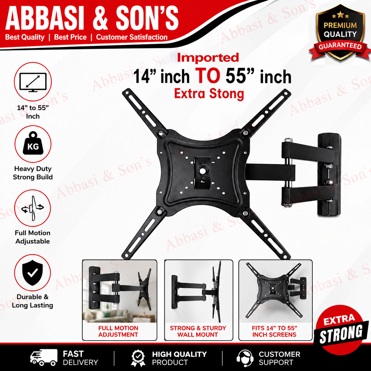 Universal Moveable TV Wall Bracket 14–55 Inch | Adjustable LED/LCD TV Mount