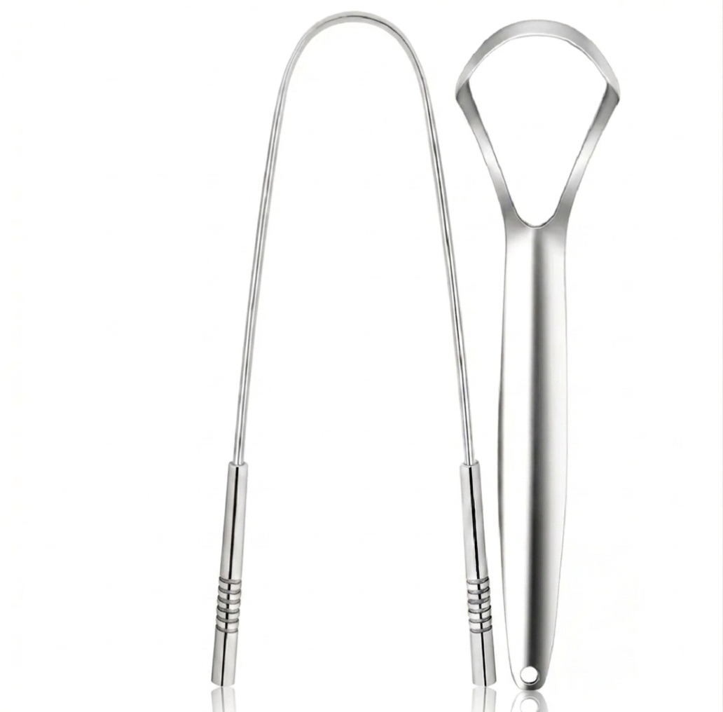 Stainless Steel Tongue Scraper Tongue Cleaner for Adults & Kids | Bad Breath Remover | Oral Hygiene Cleaner | Fresh Breath Cleaner | Reusable Metal Tongue Scraper | Anti-Slip Handle
