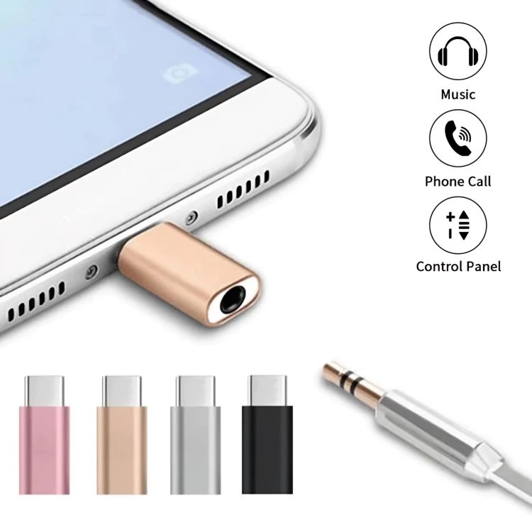 Type-C to 3.5mm Jack Converter Aluminum Frame Earphone Audio Adapter Cable to 3.5 mm Headphone/ Aux Cable For Supported Type-C audio Connection