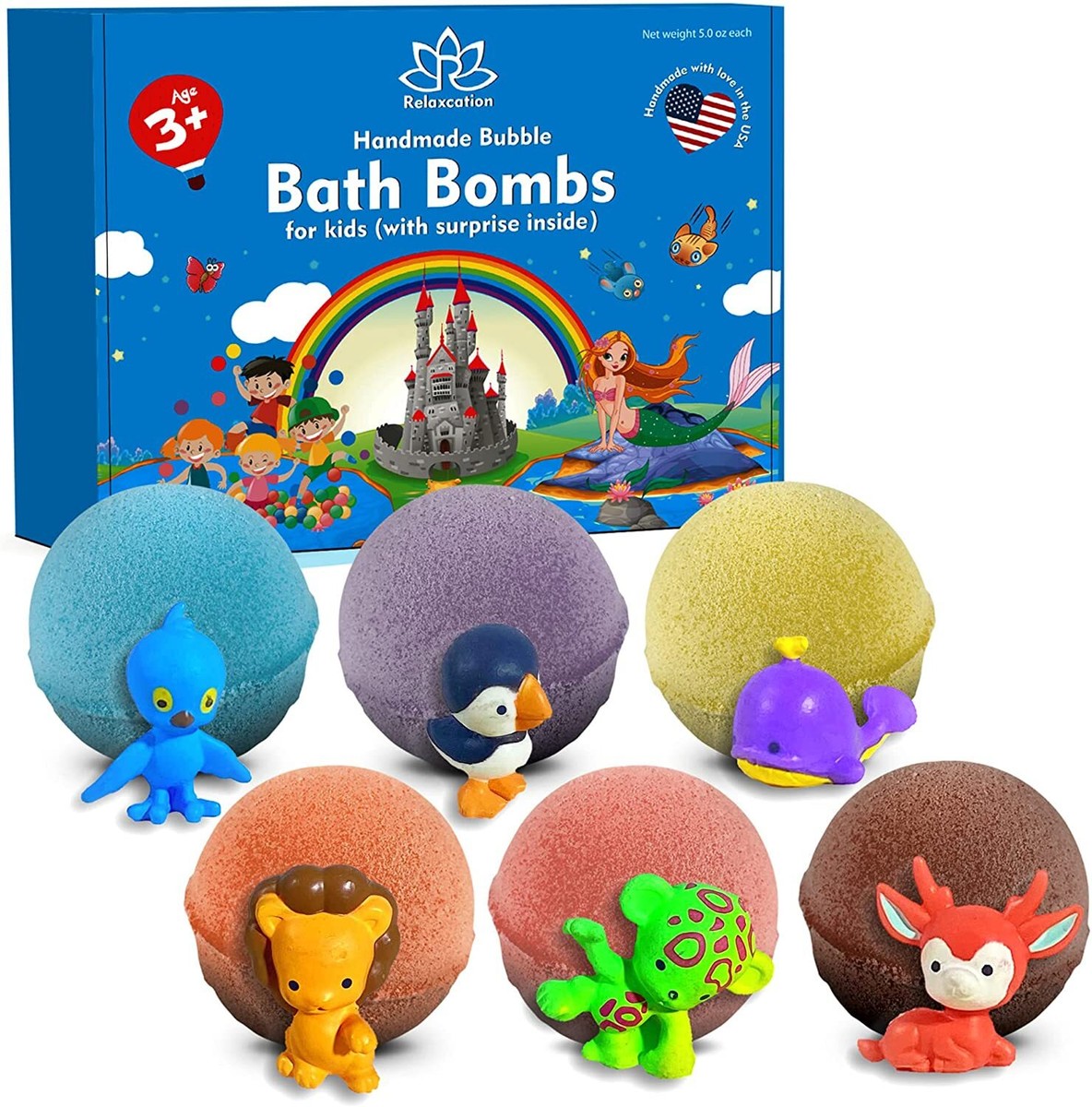 Bath Bombs for Kids with Surprise Toys Inside, Set of 1 Bath Bomb Gift Kids Safe Handmade Fizzy Balls Kit Organic Bubble Bath Bomb Great Gift for Birthday Day, Christmas image 2
