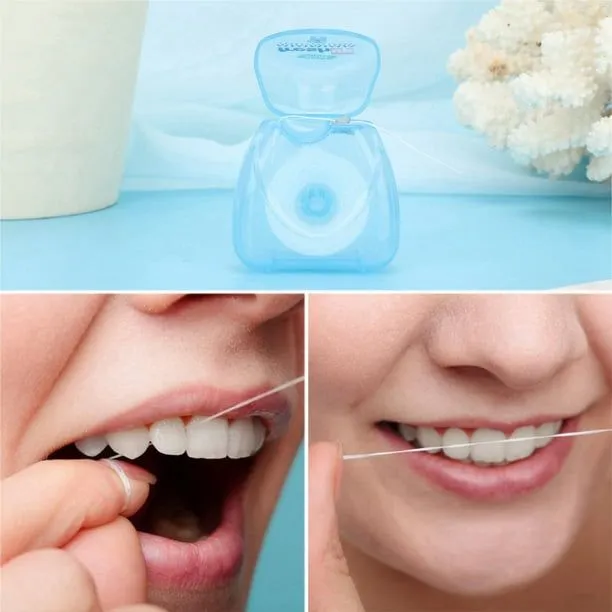 50M Dental Floss - Micro Wax Peppermint flavor Mint Flavor Flosser - Interdental Brush portable oral hygiene care - Freshup flat clean teeth wire Flossier - 50 Meter Best quality floss wire