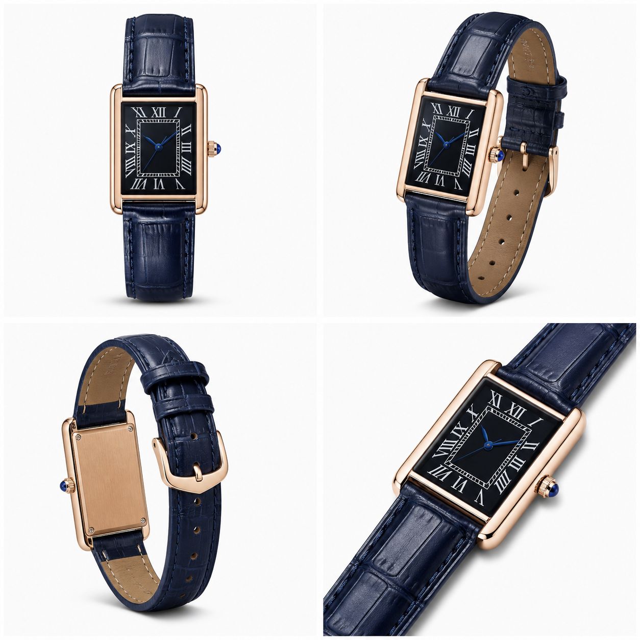 Elegant Vintage Rectangular Quartz Wrist Watch for Men