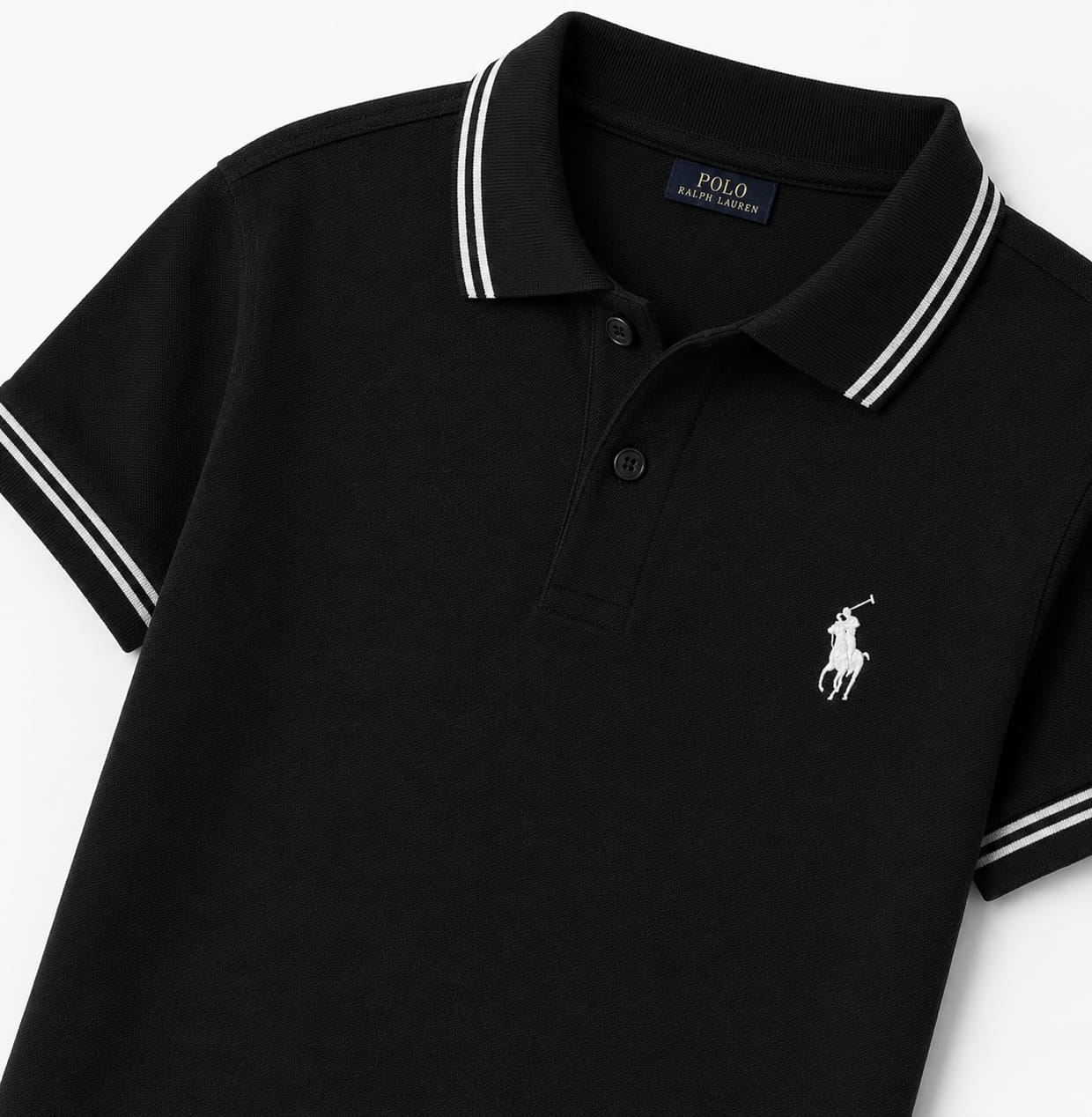 "Men's Black Polo T-Shirt Made from High-Quality Jersey Fabric"