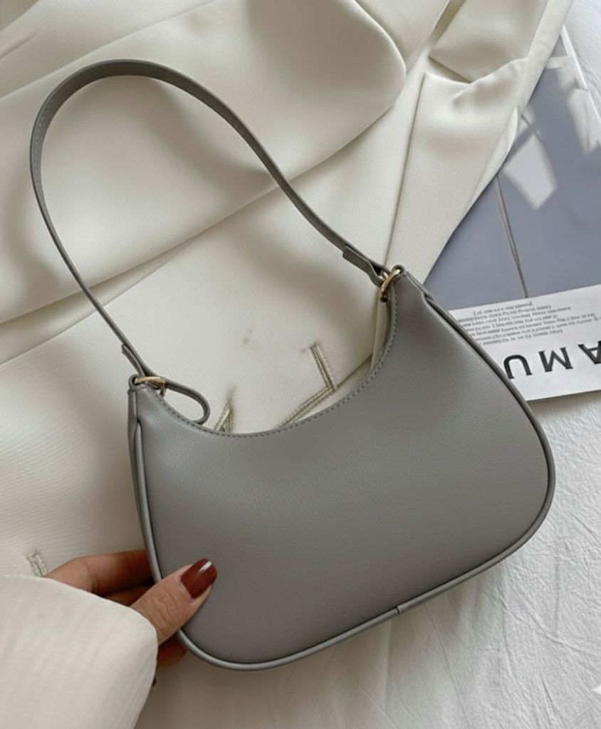 Korean Style Solid Multicolor Color Shoulder Bag for Women | Elegant Underarm Hobo Clutch | Casual Trendy Crescent Purse For Women