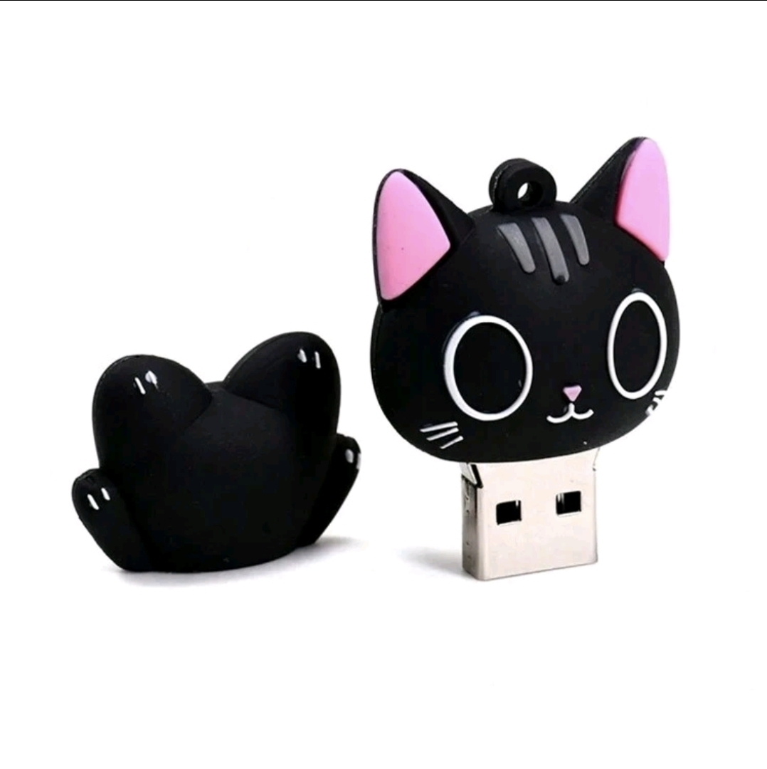 Biyetimi 128GB Cute Black Cat Pattern 2.0 USB Flash Drive