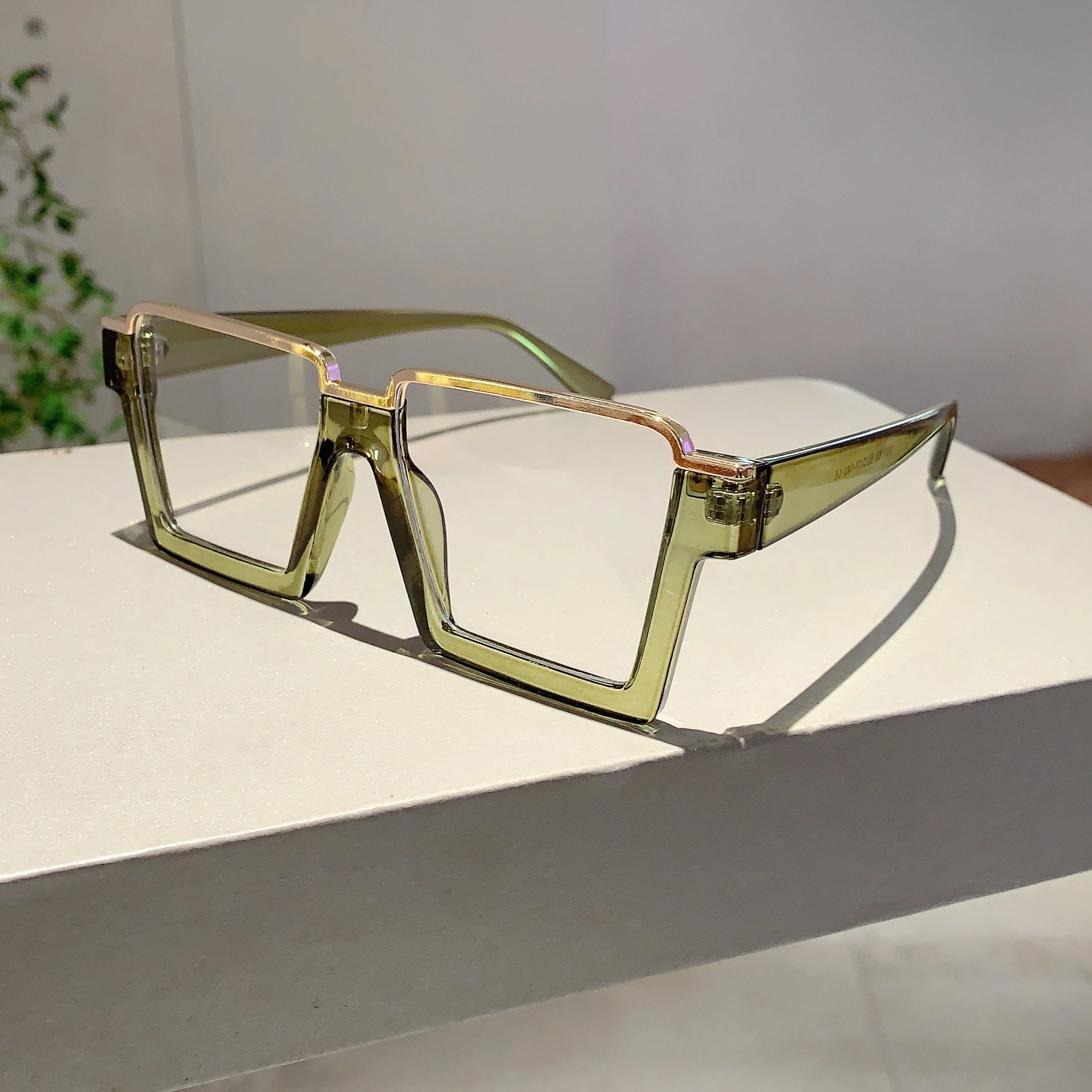 KAMMPT Oversized Square Glasses New Women Stylish Semi Metal Rim Eyeglasses Trendy Vintage Design Blue Light Blocking Eyewear