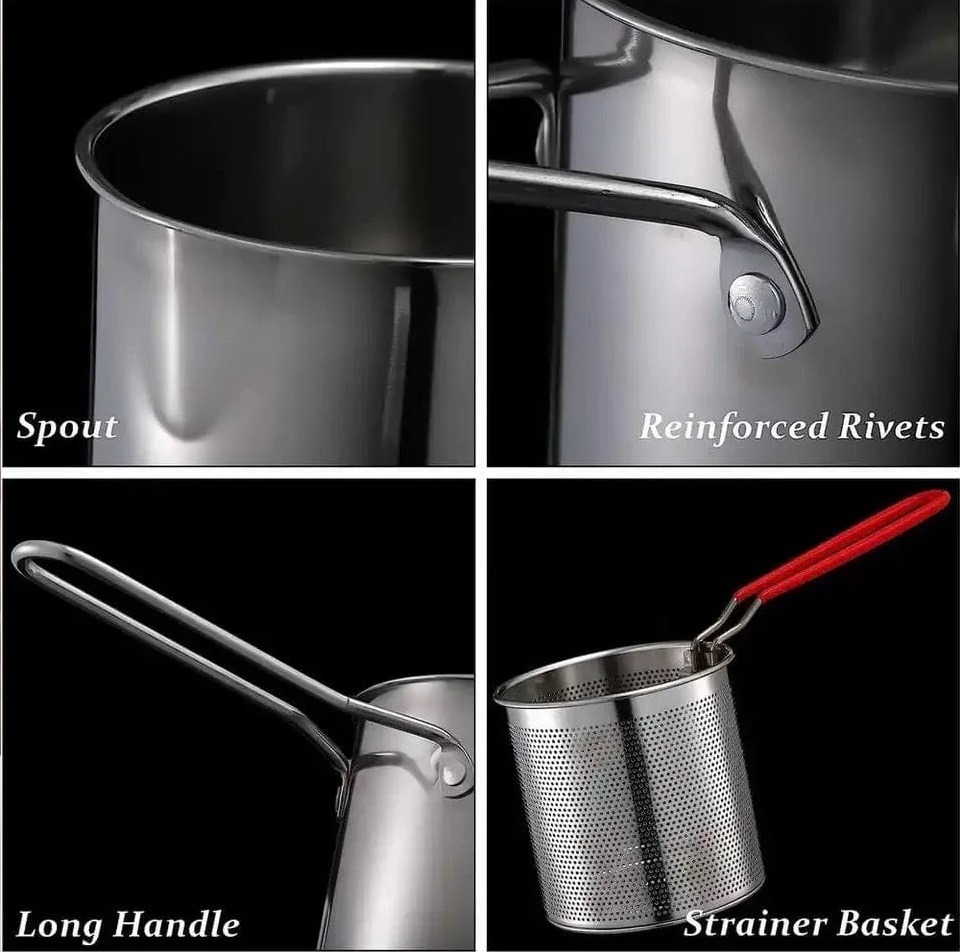 Stainless Steel Mini Deep Fryer Pot with Strainer Basket - photo 8