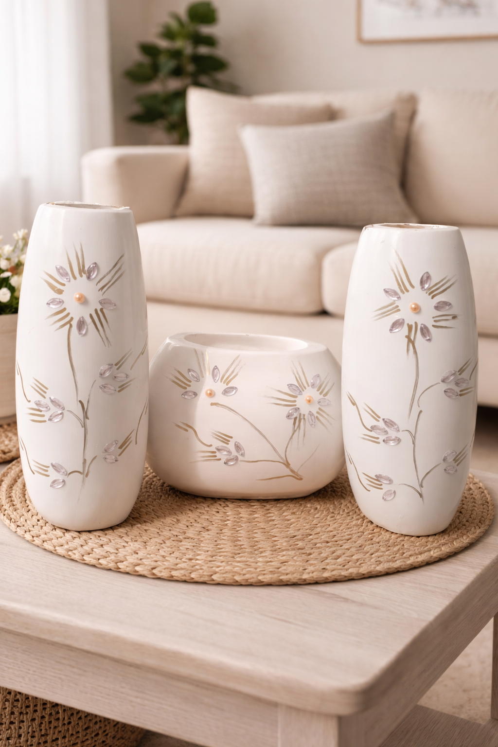 Vases & Vassels For Home decor Item| Perfect For Living Room Bed Room and Other living Setup| Vases For Flowers And Decoration Very Fine Quality Vases And Vases Set Of 3   | Vases Size 2 Vases size is 11 cm and Middle Vases Size is 8 cm