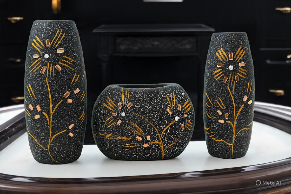 Set of 3 home decore (1 is egg shapped and 2 IS Large and carve ) by