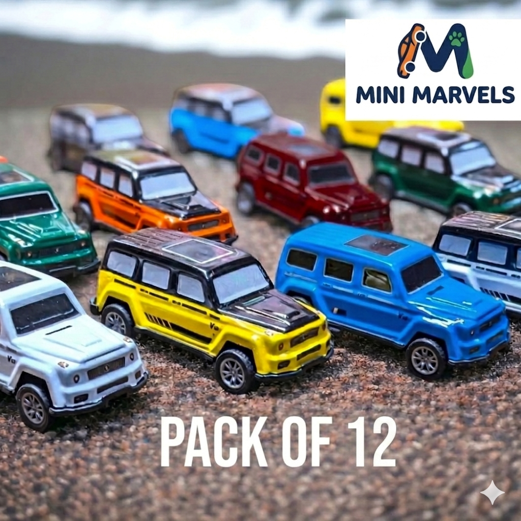 Pack of 12 Diecast Metal G-Wagon Toy Cars - 1:64 Scale Mercedes Benz AMG Model - Pull Back Action Metal Body Cars for Kids - Best Birthday Gift for Boys