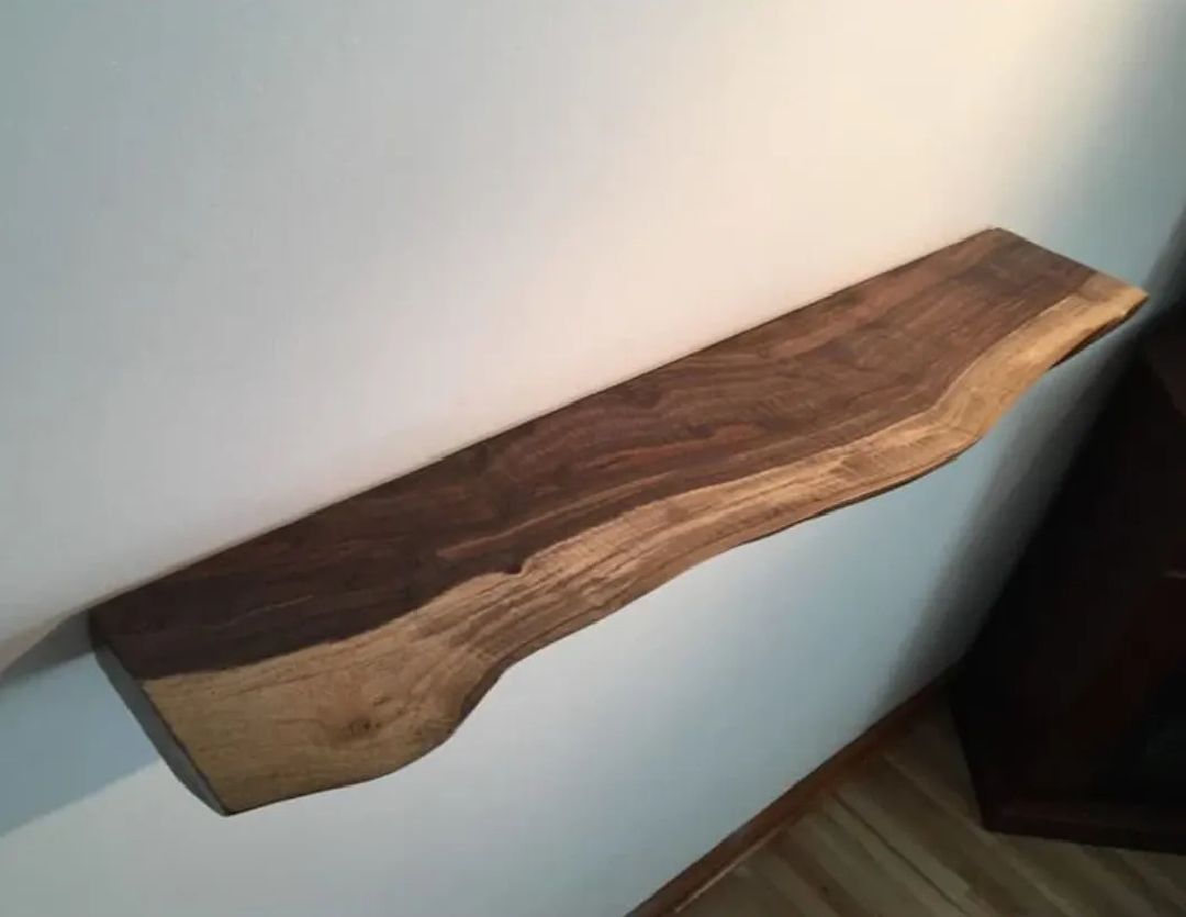 Premium Live Edge Floating Shelf | Custom Size Wooden Wall Mounted Shelf | Rustic Industrial Floating Wall Shelf | Modern Display & Storage Shelf for Living Room, Bedroom, Kitchen & Office