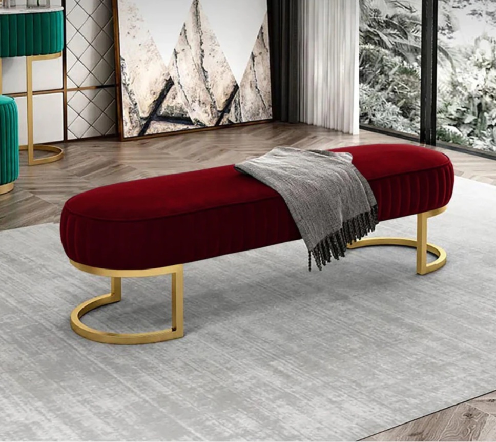 Luxe Living co - Customized 3 seater luxury Sofa sitting stool with metal stand Sofa Chair stool