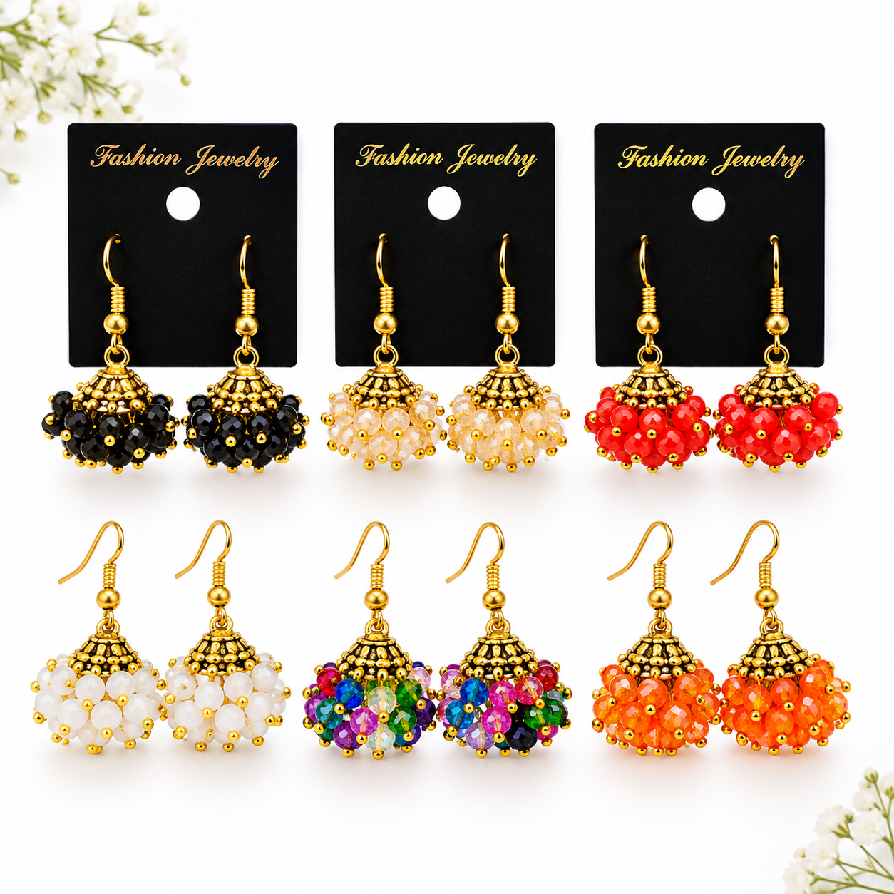 Earrings Jhumki Style Traditional Small Size Multiple Colors