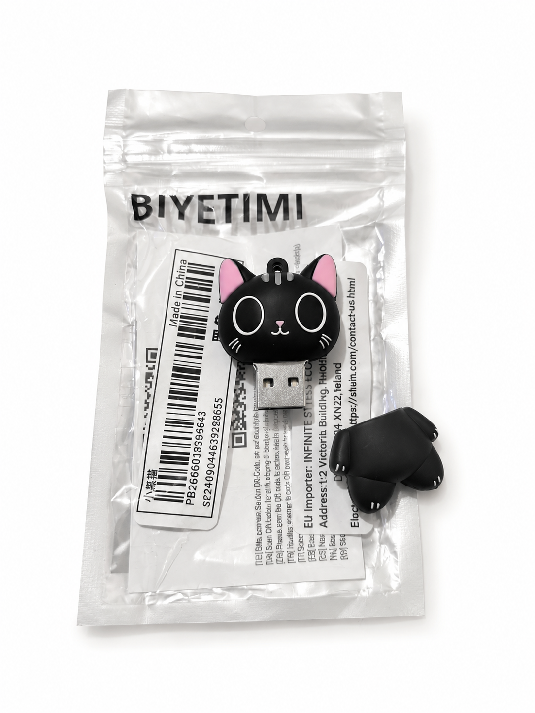 Biyetimi 128GB Cute Black Cat Pattern 2.0 USB Flash Drive