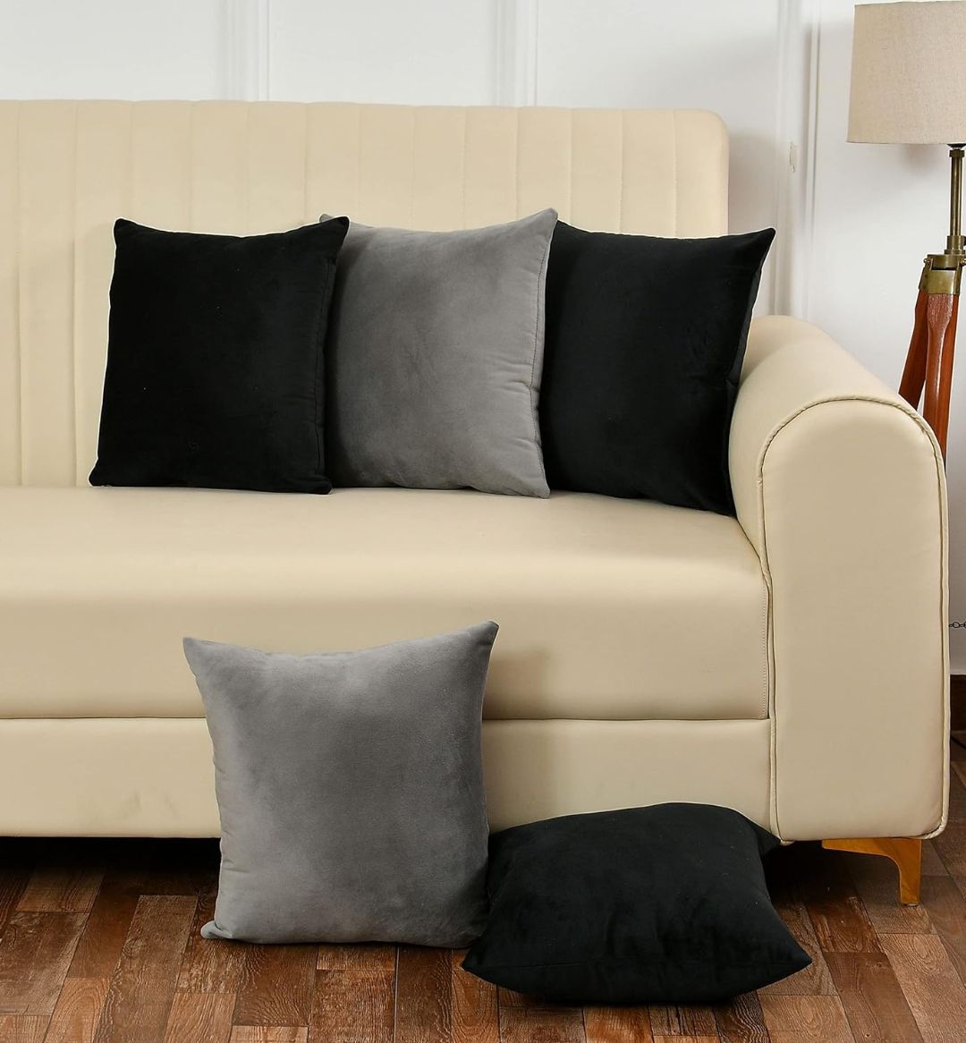 Pack Of 5 Plain Velvet Cushion Covers