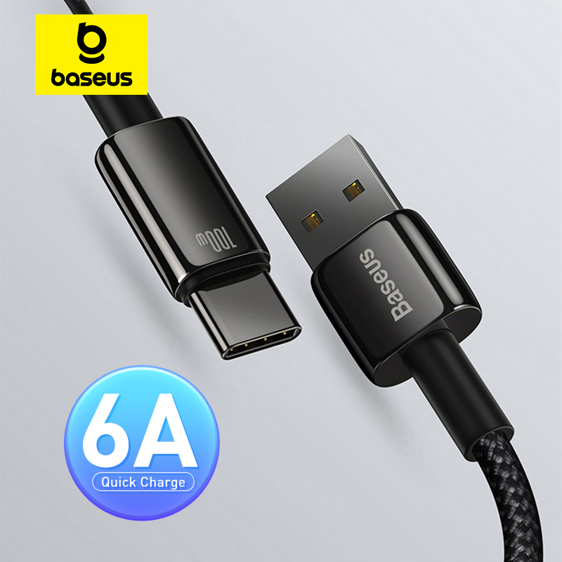 Baseus 100W USB Type C Cable For  Pro Fast Charging Wire USB-C Charger Data Cord  For  P30   Poco F3