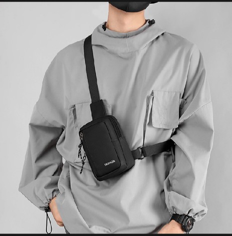 Casual Men Crossbody Bags Nylon Casual Shoulder Bags Boy Messenger Bags Purse Phone Men's Chest Pack for Travel