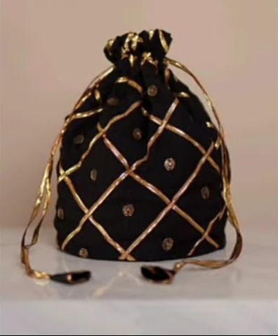 Fancy embroidered clutch/potli bag for wedding parties designer traditional potli gol bag with Handmade Gota work