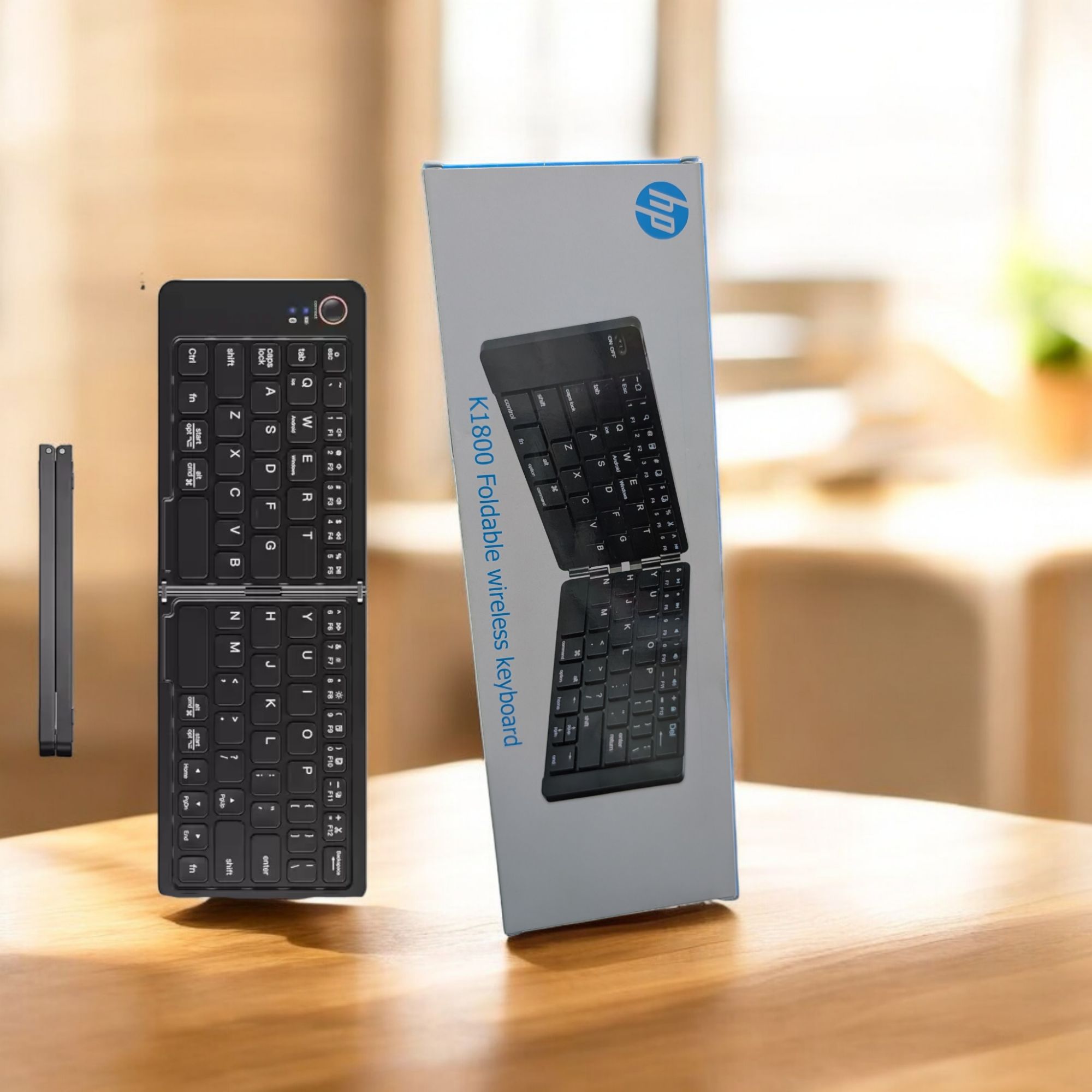 Foldable Keyboard - Portable Travel Keyboard, Rechargeable Full Size Ultra Slim Mini Folding Wireless Keyboard for iOS Android Windows Smartphone Tablet and Laptop