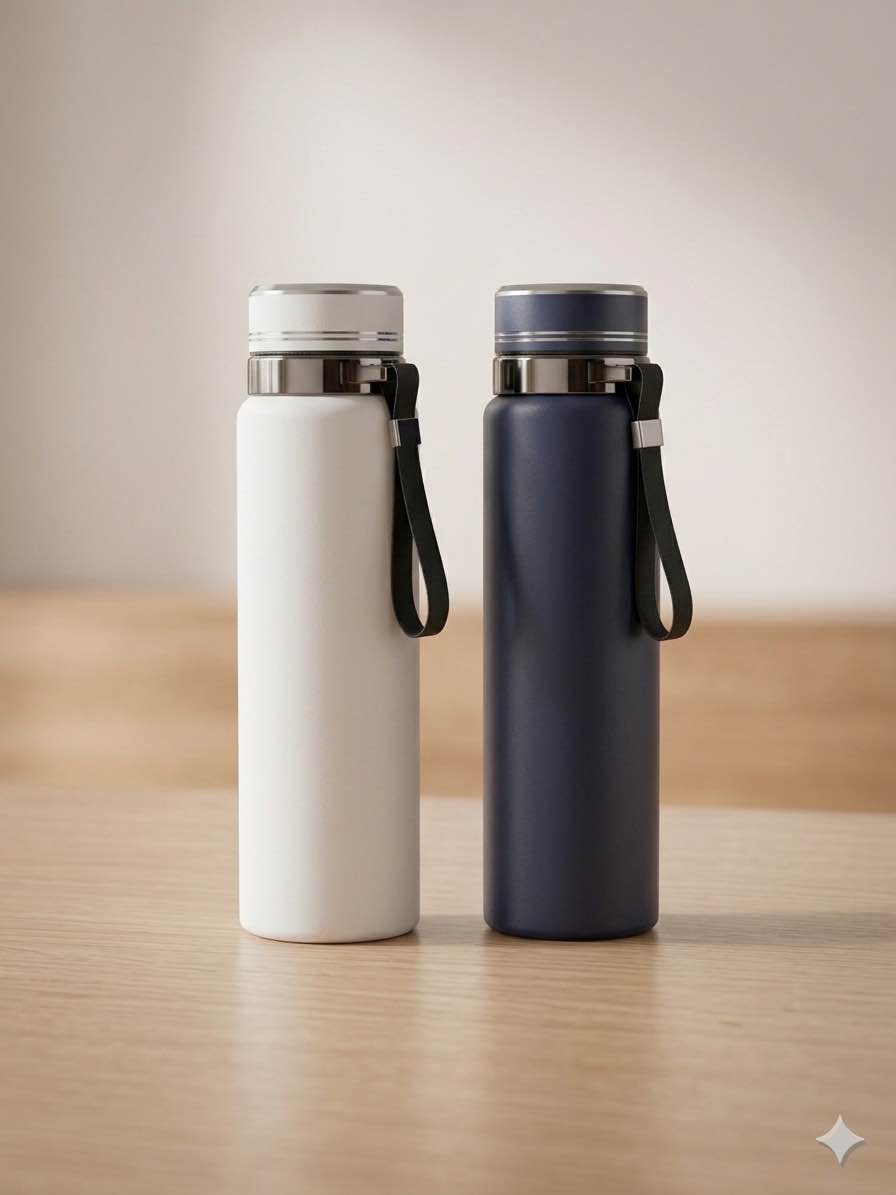 Premium Insulated Smart Flask | Matte Finish Hot & Cold Water Bottle Hot and Cold Resistant Vacuum Thermos with Carry Strap**