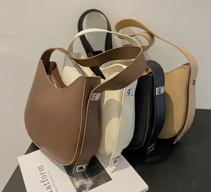 Classical Women's Solid Color Faux Leather Shoulder Bag with Adjustable Strap, Fashion Shell Shape Crossbody Purse, Zip Closure, Unlined Interior, No-Wash, Multiple Colors