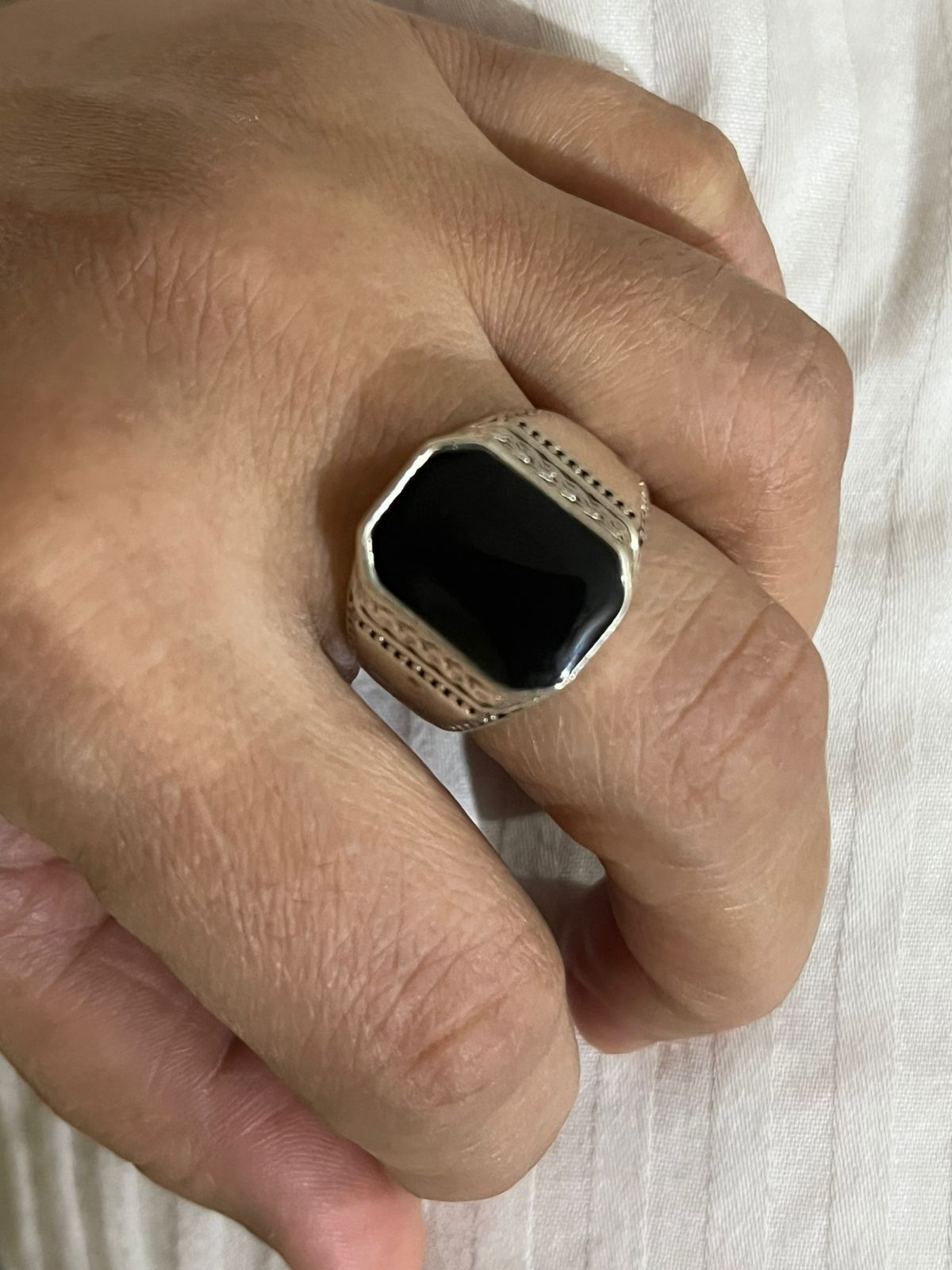 New Classic Black Square Ring For Men High Quality Stainless Steel Square Black Stone Ring For Men And Boys