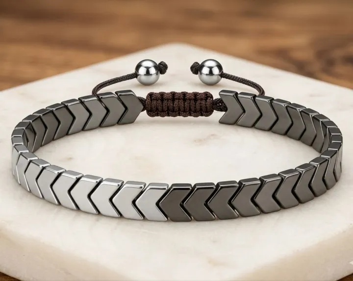 Premium Hematite  Arrow Bracelet,s for Boys & Mens | Adjustable Beaded Bracelet | Stylish & Durable Jewellery by sk products