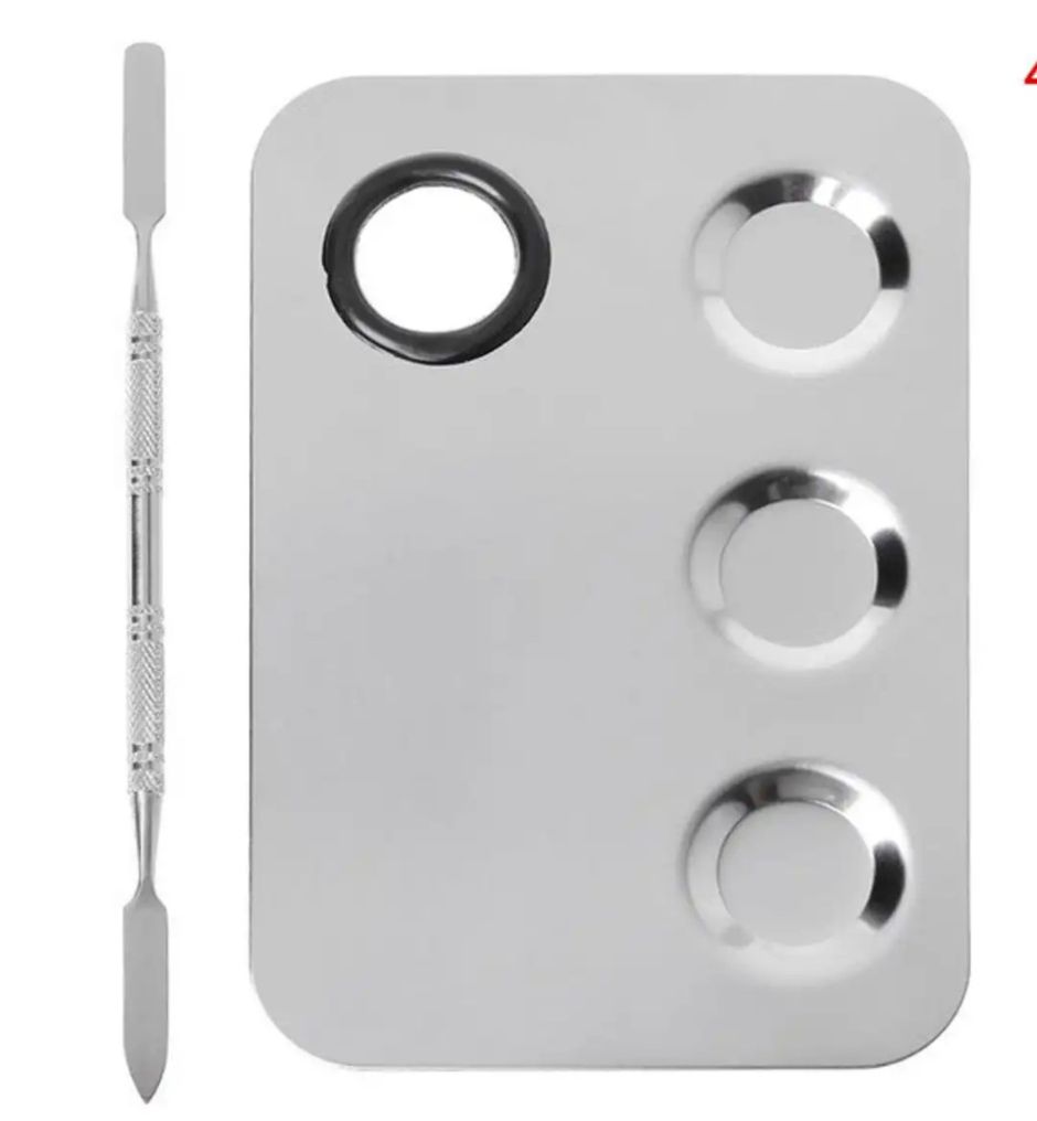 Acrylic Cosmetics Face Makeup Palette Spatula Transparent Foundation Mixing Make Up Tools Stainless steel Hands Free Nail Stamping Plates Make Up Accessories For Beauty