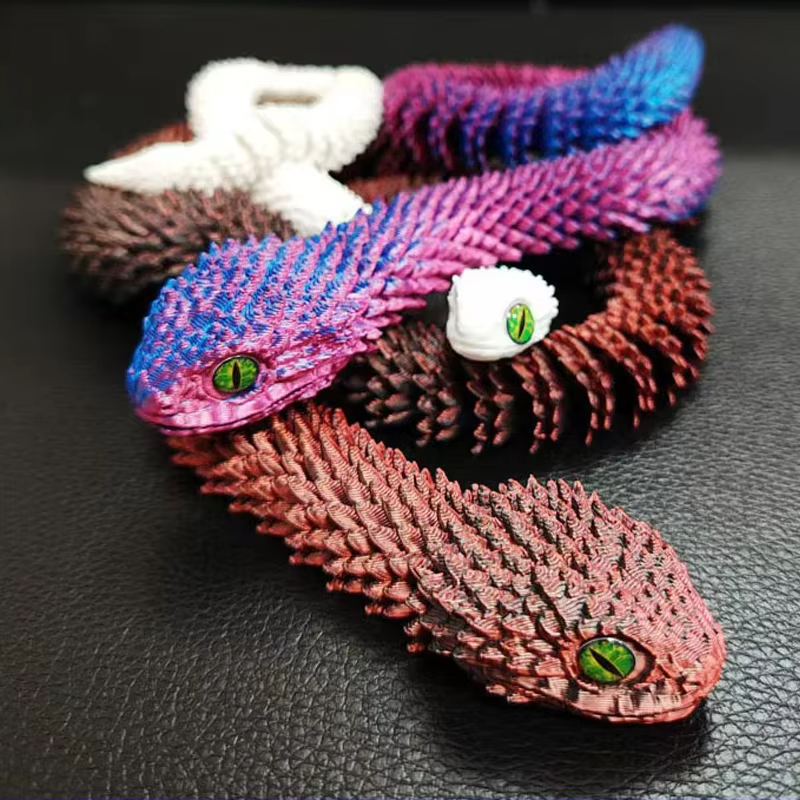 30CM New 3D Printed Snake Realistic Snake Statue Movable Joint Fidget Toys Simulation Desk Ornament Animal Model 