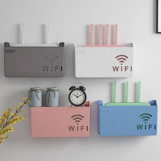 Wall Mounted WiFi Router Stand / Shelf / Rack – Wireless Router Holder & Organizer with Hidden Cable Management – ABS Plastic and Metal WiFi Rack for Home & Office – Easy Installation – Decorative Internet Box – High Quality
