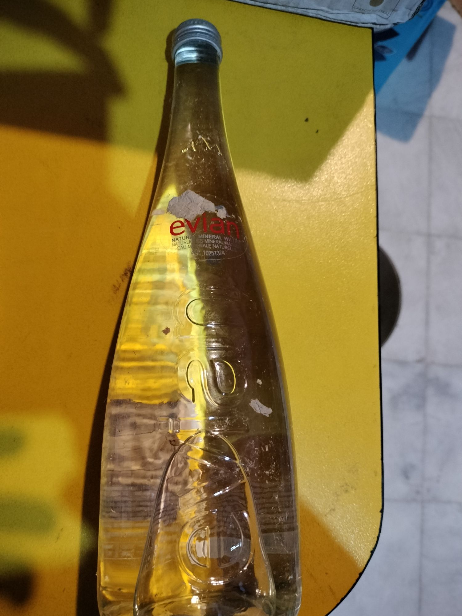 evian glass bottles
