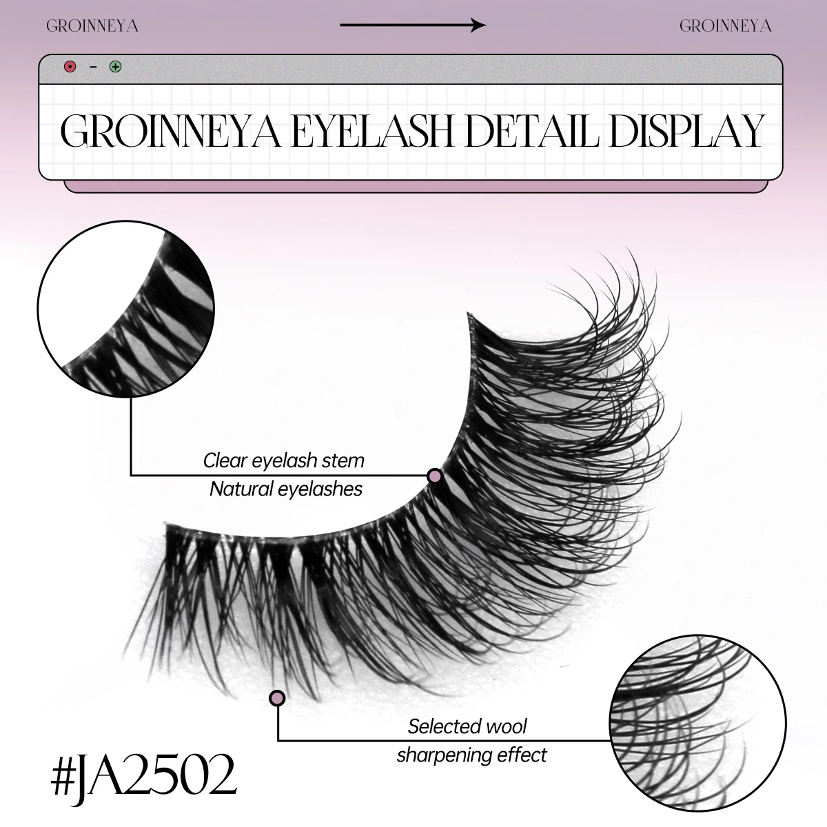 GROINNEYA Half Lashes Soft Natural Cat Eye Lashes Natural Look Nvisible Band Eyeashe Half Fake Eyelashes Fluffy Eyelashes