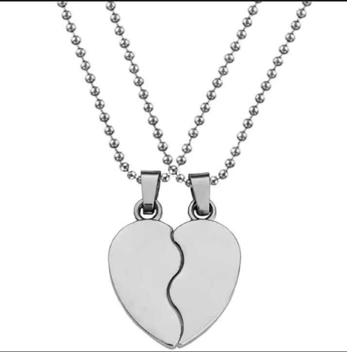 Broken Heart Necklace/Locket With chain Pair Premium Quality For Men's And Women's