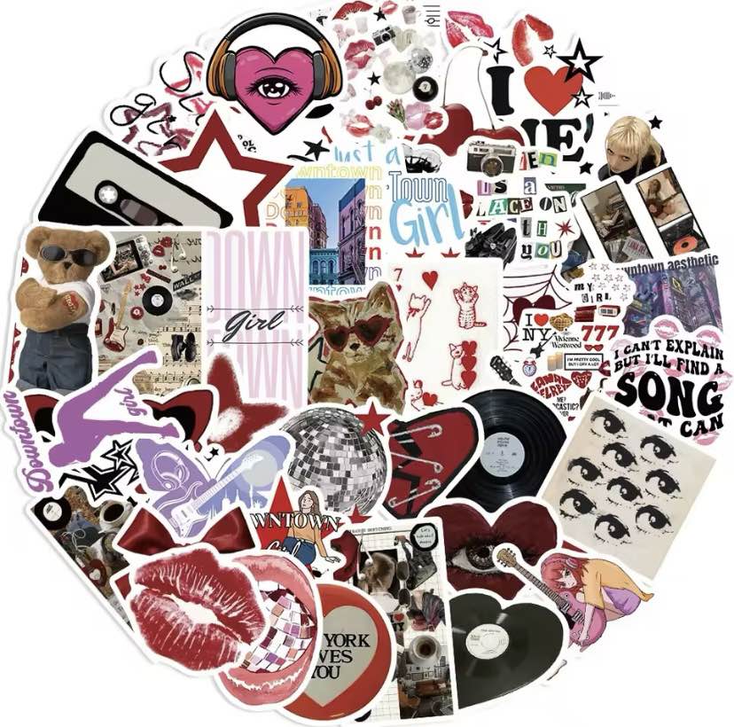 25pcs Downtown Y2K Girls Stickers Aesthetic Phone Car Skateboard Laptop Sticker Decal Classic Kids Toy customization available