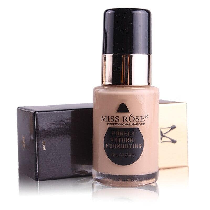 MISS ROSE Liquid Foundation with Glass Bottle,Smooth & Long-Lasting & Anti-Allergic Liquid,for for Combination/Oily Skin (Fair#) matte finish foundation, long-lasting liquid foundation hydrating face foundation, flawless skin foundation, (No Color Choice)