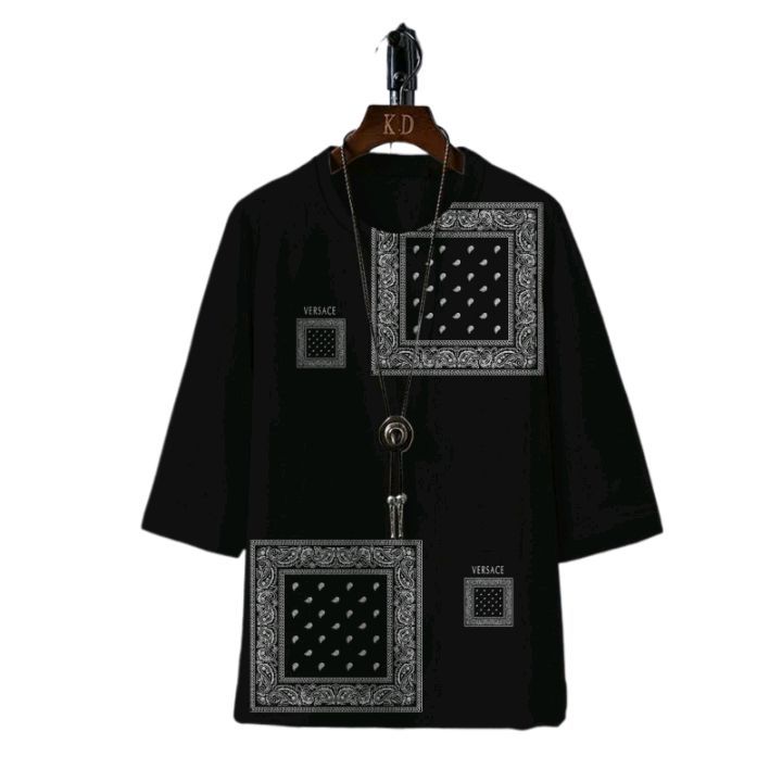 New square printed summer new drop shoulder tshirt for men soft febric