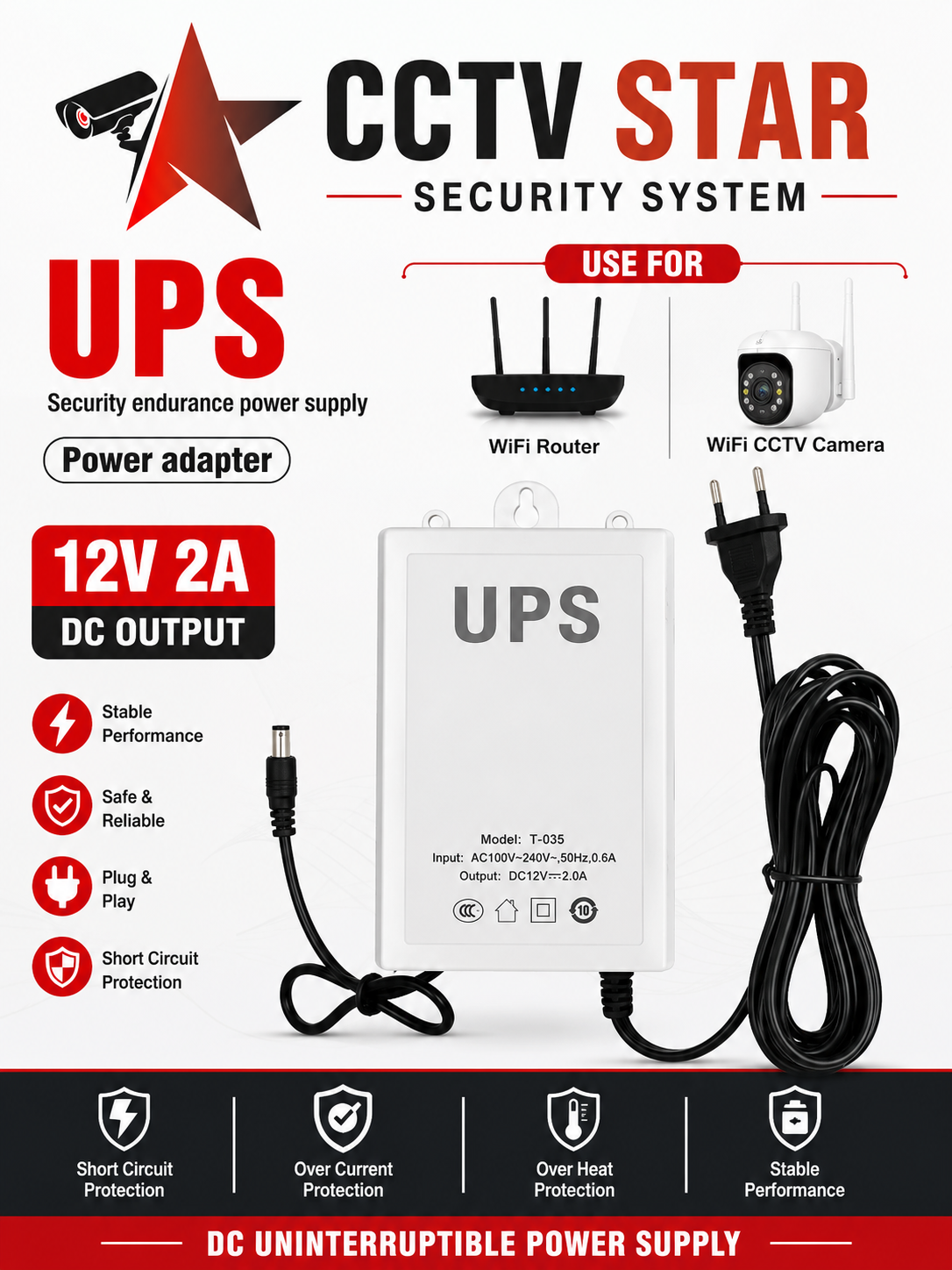 Powerbank 12V For Wifi Routers / Mini UPS For Wifi Router, Cctv Cameras, Wifi Cameras, 12 V Lights, Output Voltage 12V DC. Output Current up to 1.5A. Battery Backup up to 4 /5 Hr ( Depending on Load) Low Temperature, High efficiency