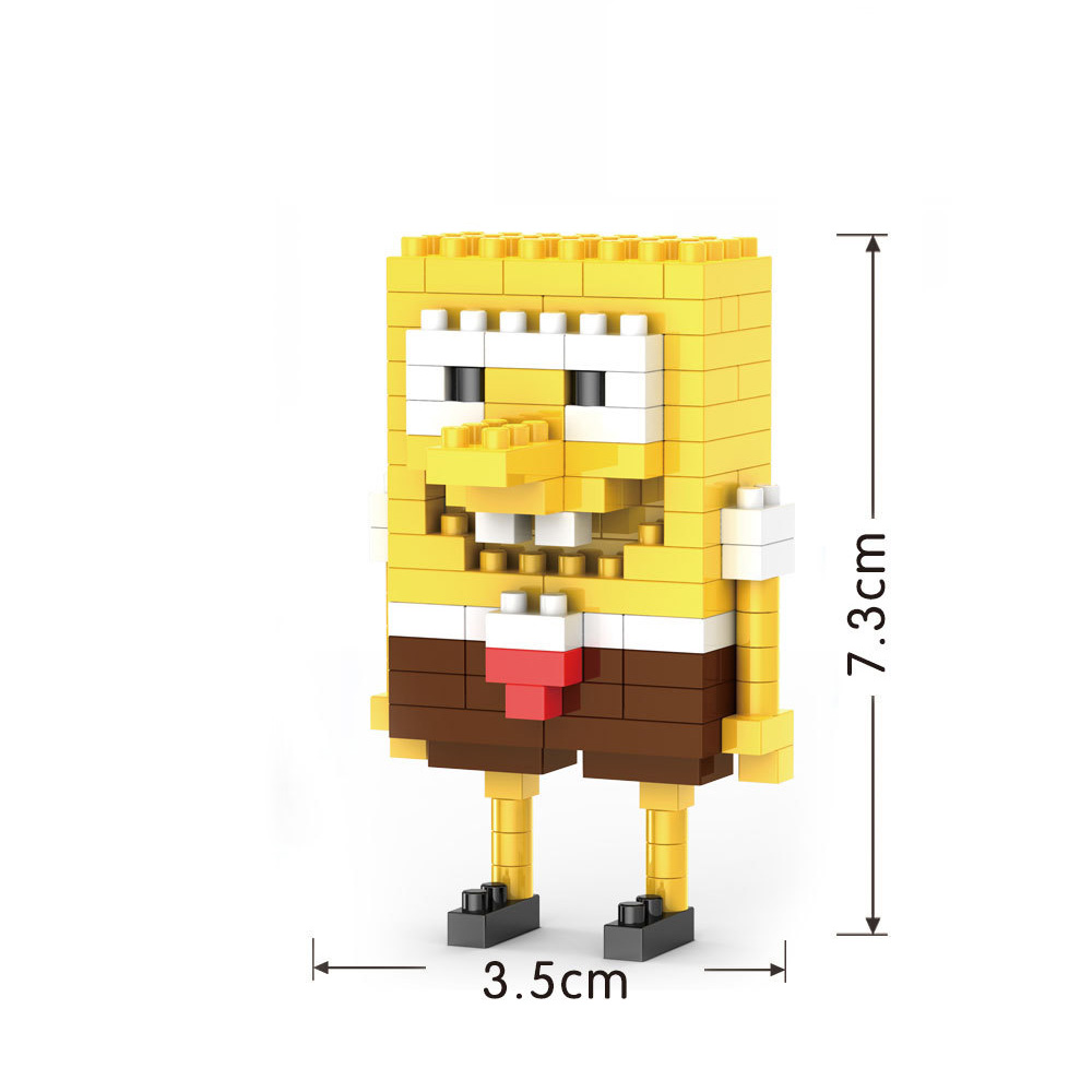Yellow Sponge Cartoon Square Octopus Crab Mini Building Block Anime Character Brick Model DIY Assembly Toy Desktop Ornament 