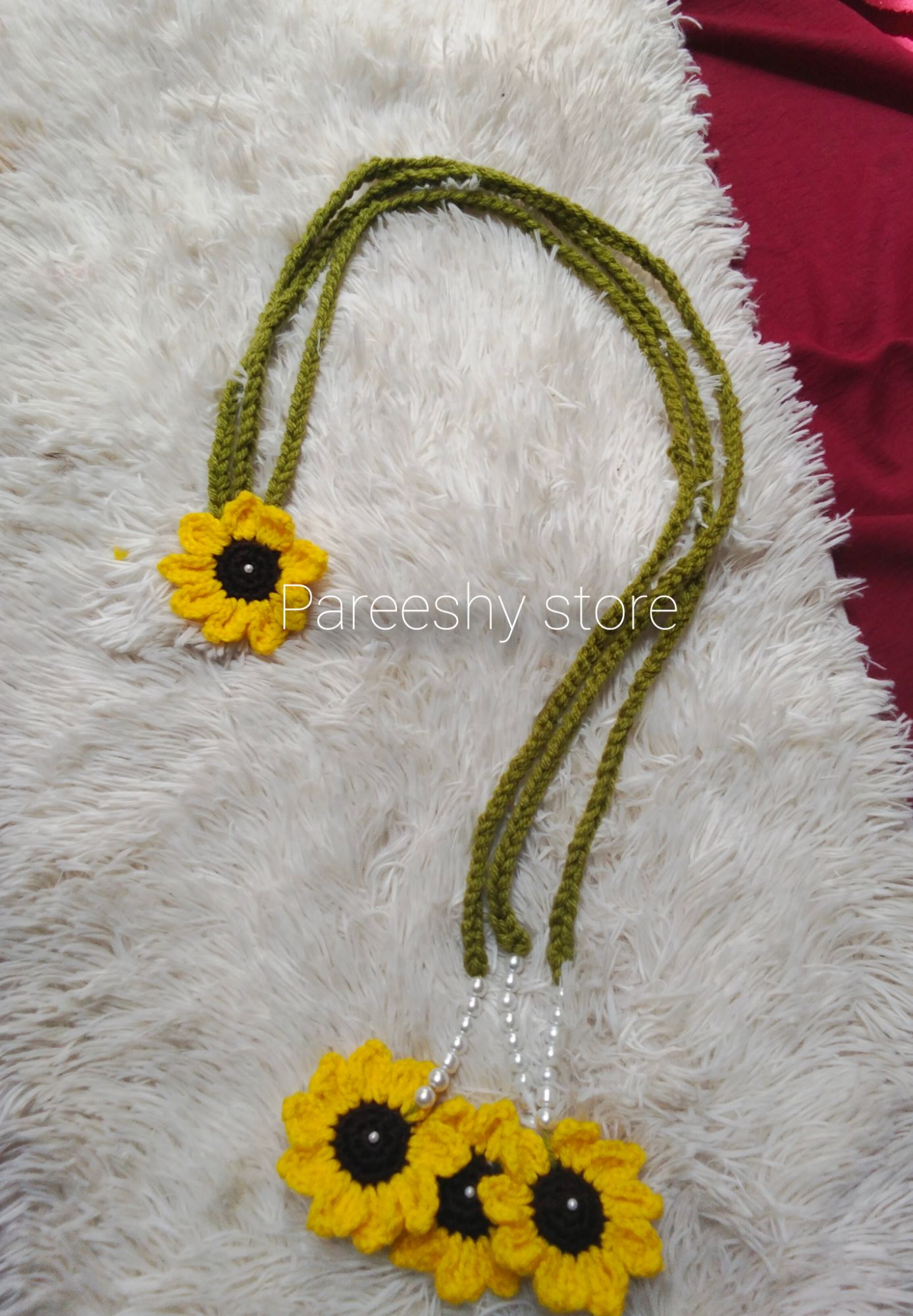 Crochet Sunflower Paranda – Elegant Handmade Hair Braid Accessory