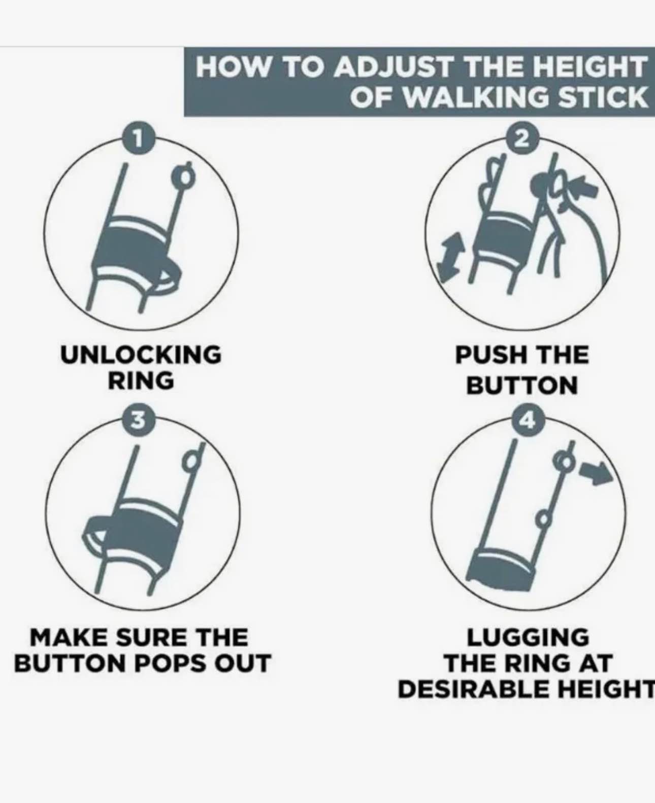 Walking Stick Four Pad Ring Old Age People man woman