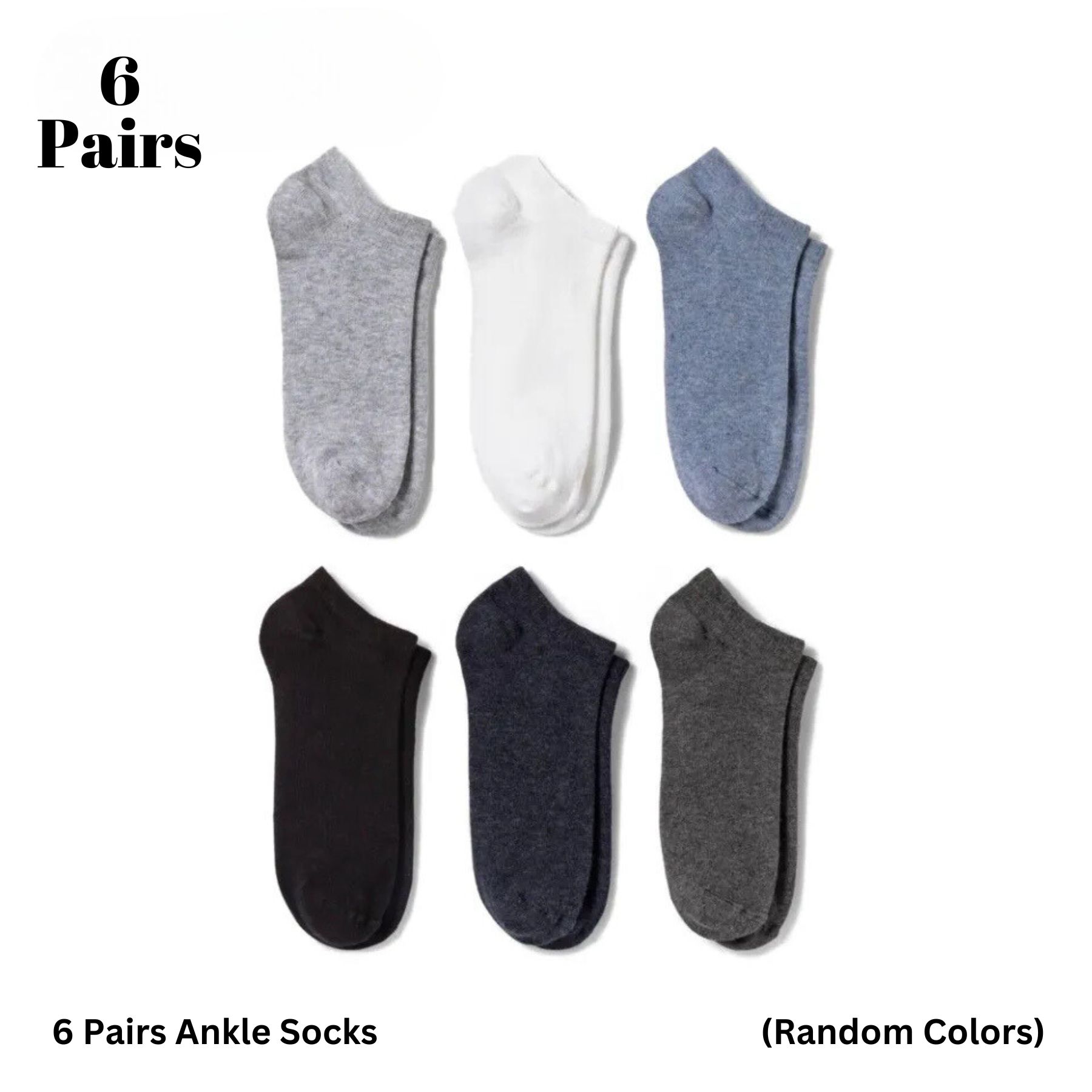 PACK OF 6 PAIRS ANKLE SOCKS | Ultra Soft, design Socks Lowcut Ankle Socks | 6 Pairs Cotton Ankle Socks For Men Women Cotton Ankle Socks For Men No Show Low Cut Socks For Men Business Casual Socks For Men - 3 Random Colors