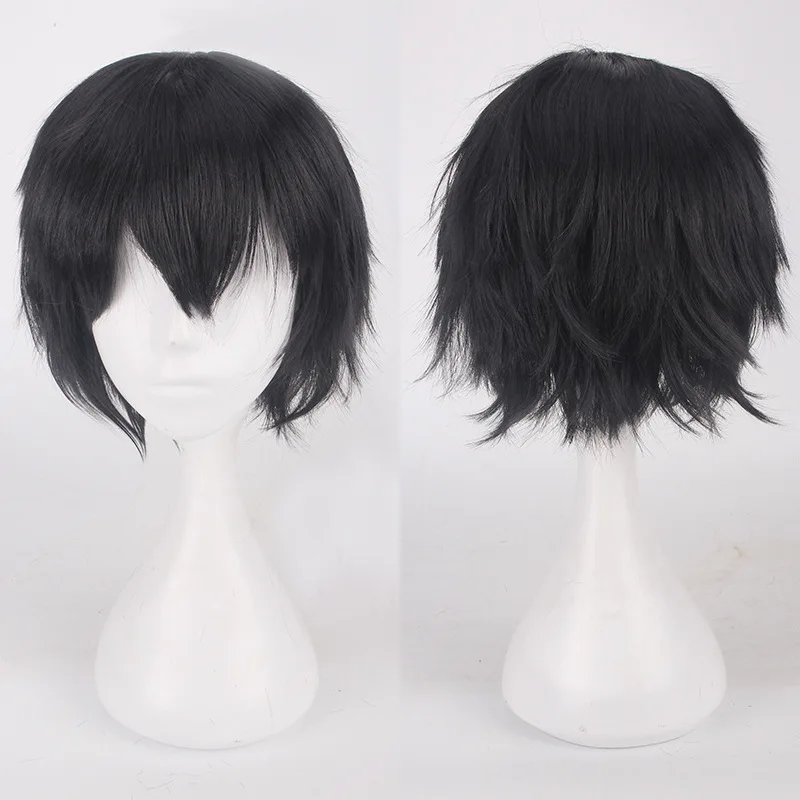 Men Women Synthetic Anime Cosplay Wig Short Straight Heat Resistant Multicolor Hair Costume Accessory