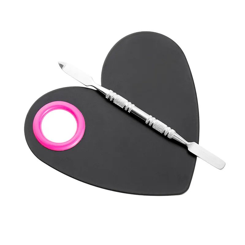 Acrylic Cosmetics Face Makeup Palette Spatula Transparent Foundation Mixing Maka Up Tools Stainless steel material Hands Free Nail Stamping Plates Make Up Accessories For Beauty