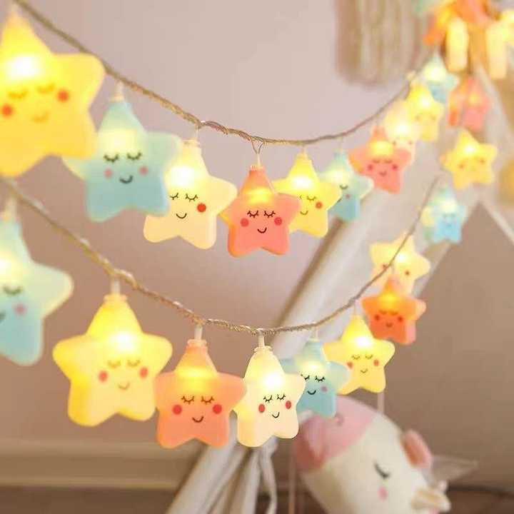 Cute Star Smiley Face String Lights | Warm White Decorative Fairy Lights | Battery Operated LED String Light