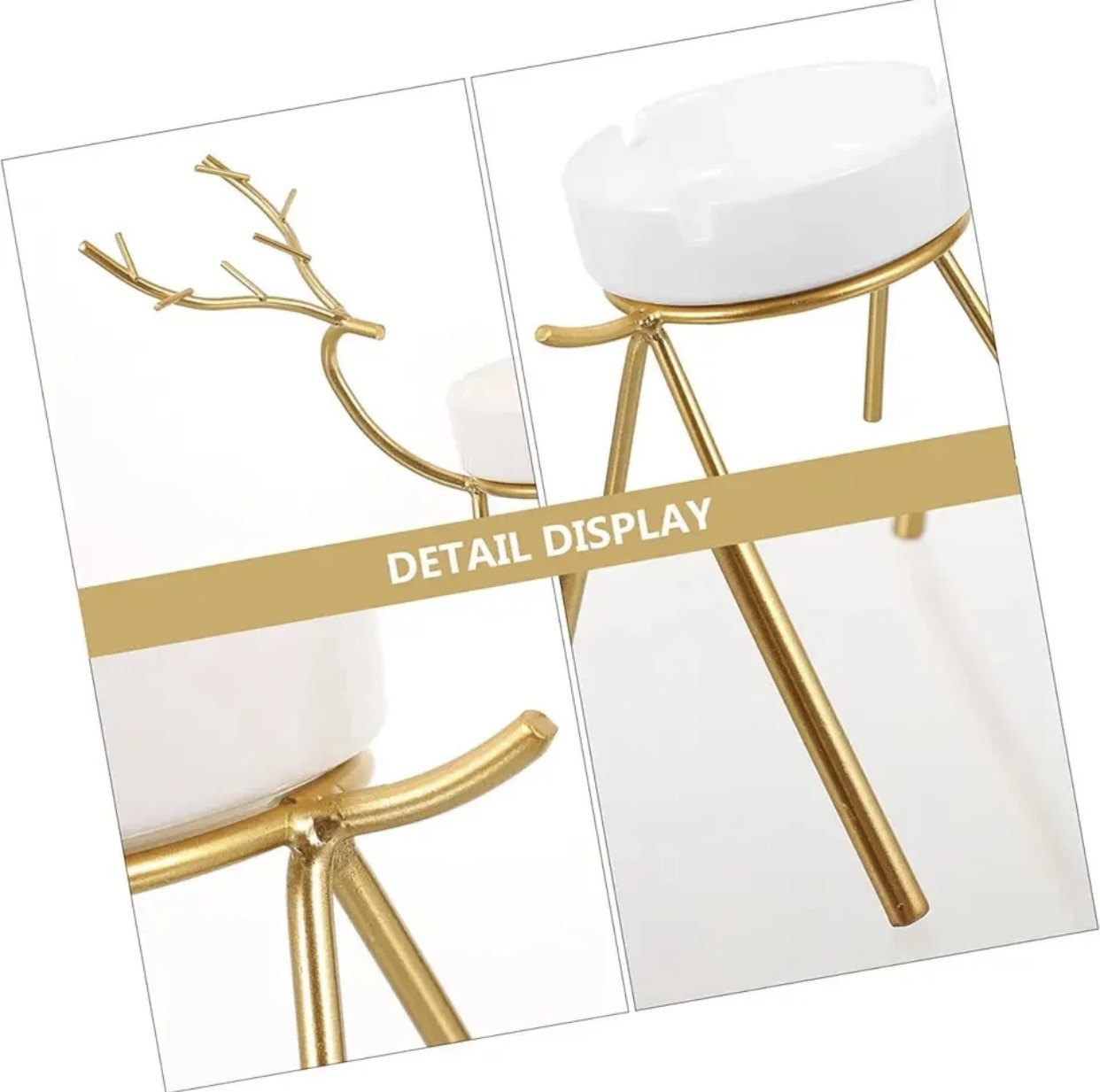 Ashtray Deer 🦌  Gold important Ashtray , Portable Ashtray large capacity Iron metal style  office home a gift idea Gold