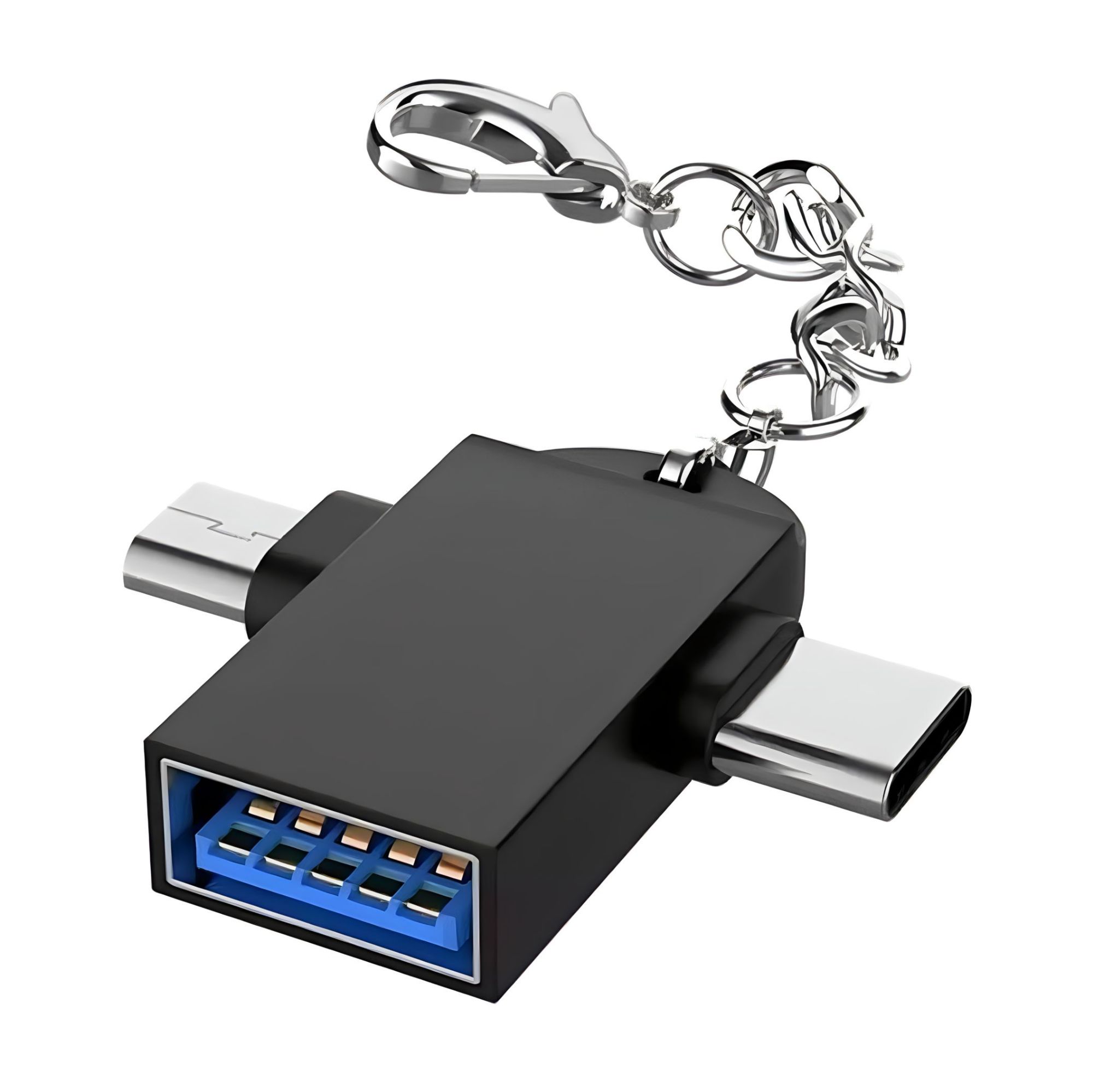 OTG 2 In 1 Type-C Micro USB 3.0 OTG Adapter Connector Converter for  Android Phones Tablet U Disk Card Reader USB with Key Chain