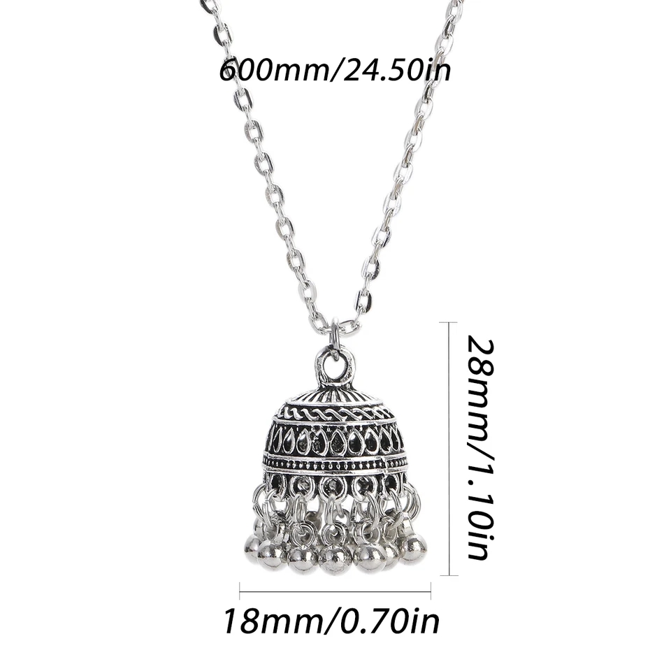 New Horizons Oxidized Jewelry Silver Jhumka Earrings Necklace Set Baho Style Earrings Women Jewelry Girls Jewelry Antique Oxidized Pendant Set Traditional Jewelry Party Jewelry Bridal Jewelry Ethnic Earrings Necklace Wedding Jewelry Gift
